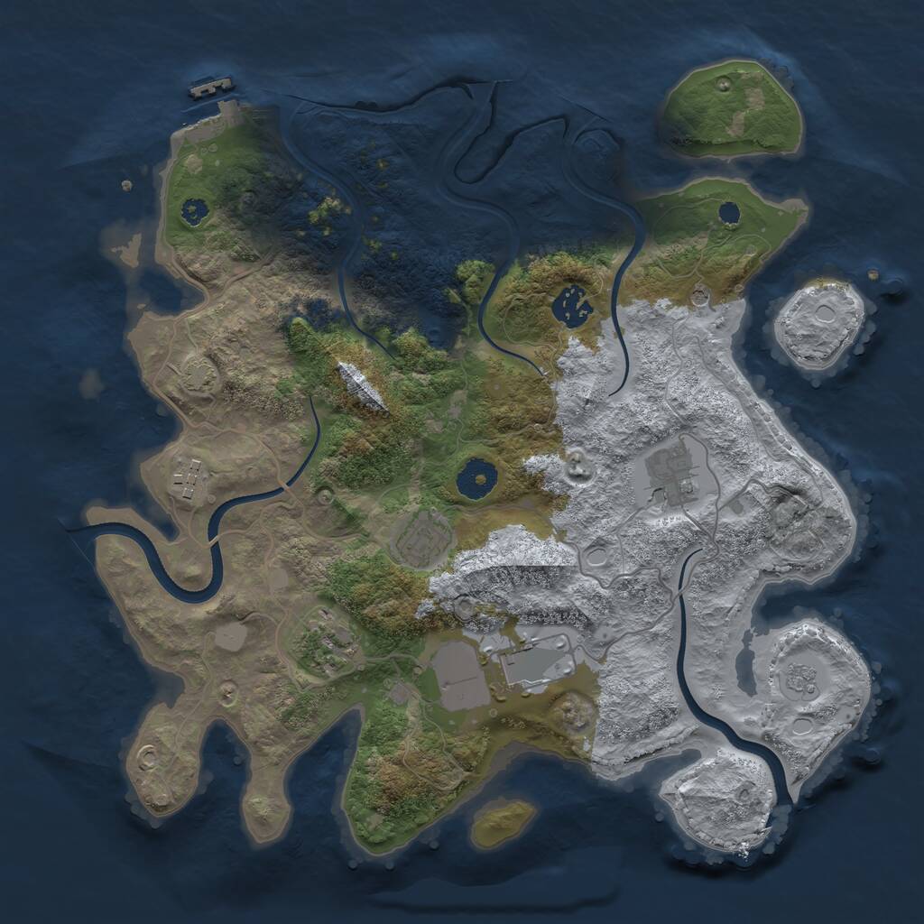 Rust Map: Procedural Map, Size: 3500, Seed: 796913895, 11 Monuments