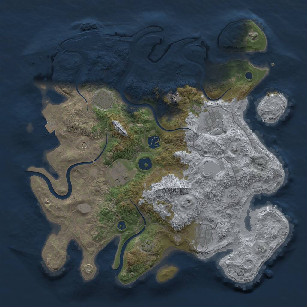Rust Map: Procedural Map, Size: 3500, Seed: 796913895, 11 Monuments