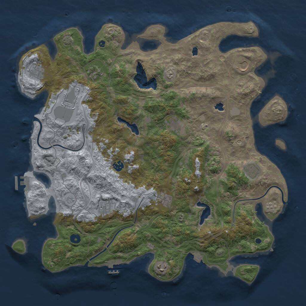 Rust Map: Procedural Map, Size: 4500, Seed: 376717408, 17 Monuments