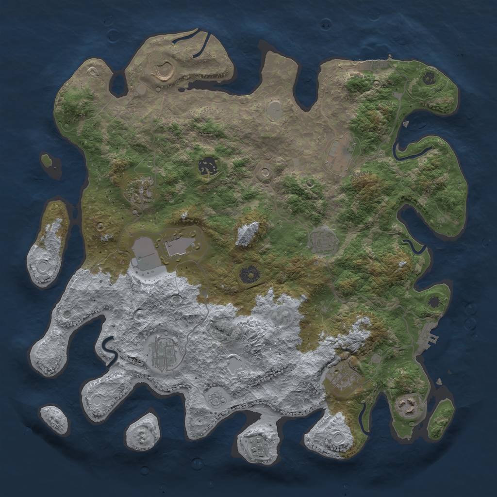 Rust Map: Procedural Map, Size: 3900, Seed: 67652092, 19 Monuments