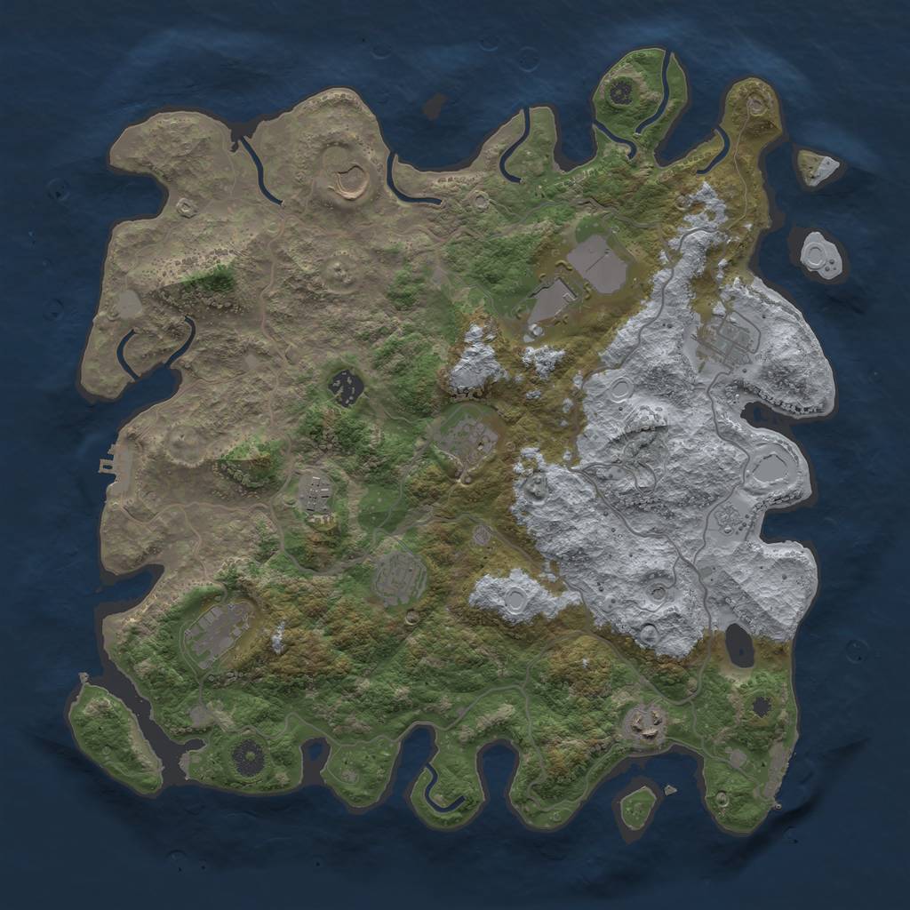 Rust Map: Procedural Map, Size: 4000, Seed: 5251276, 18 Monuments