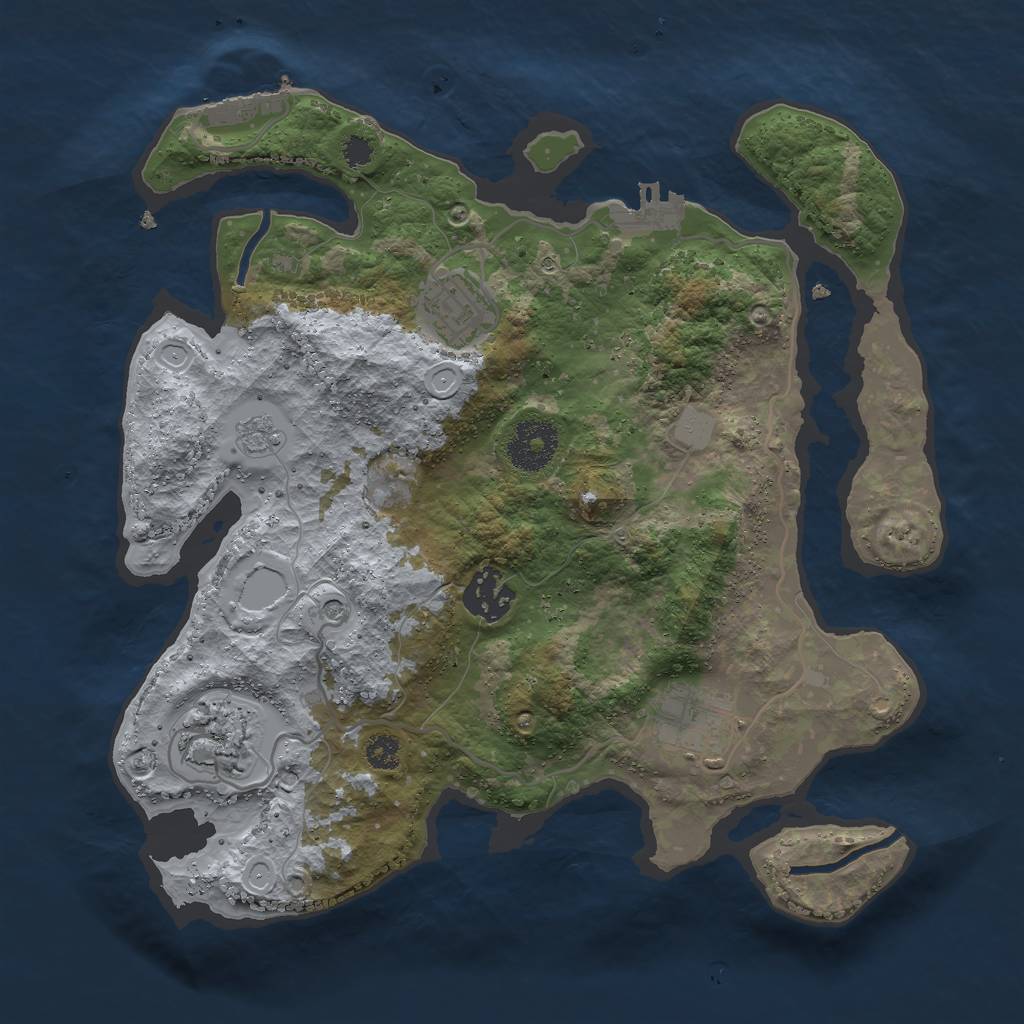 Rust Map: Procedural Map, Size: 3000, Seed: 1829381729, 13 Monuments