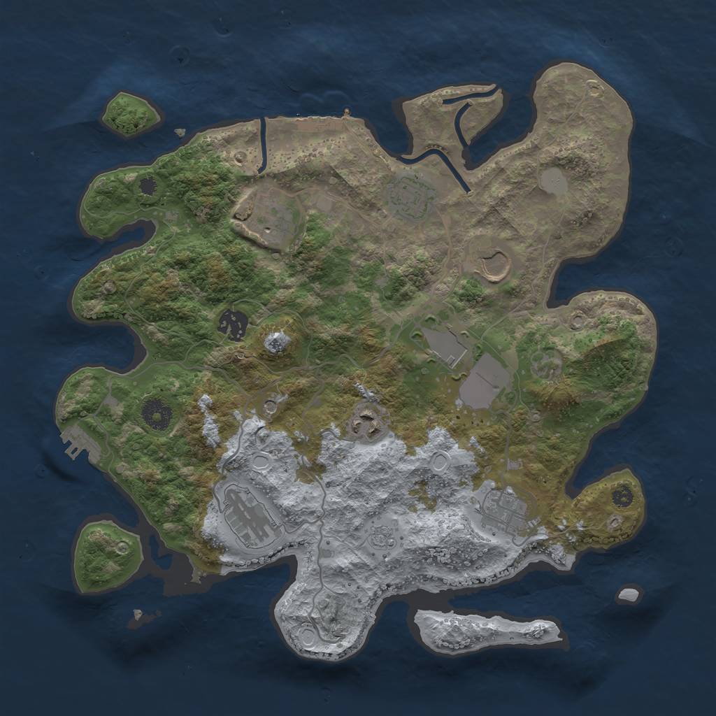 Rust Map: Procedural Map, Size: 3500, Seed: 1978221633, 17 Monuments