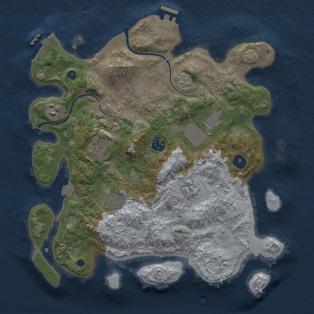 Rust Map: Procedural Map, Size: 3500, Seed: 93939954, 13 Monuments