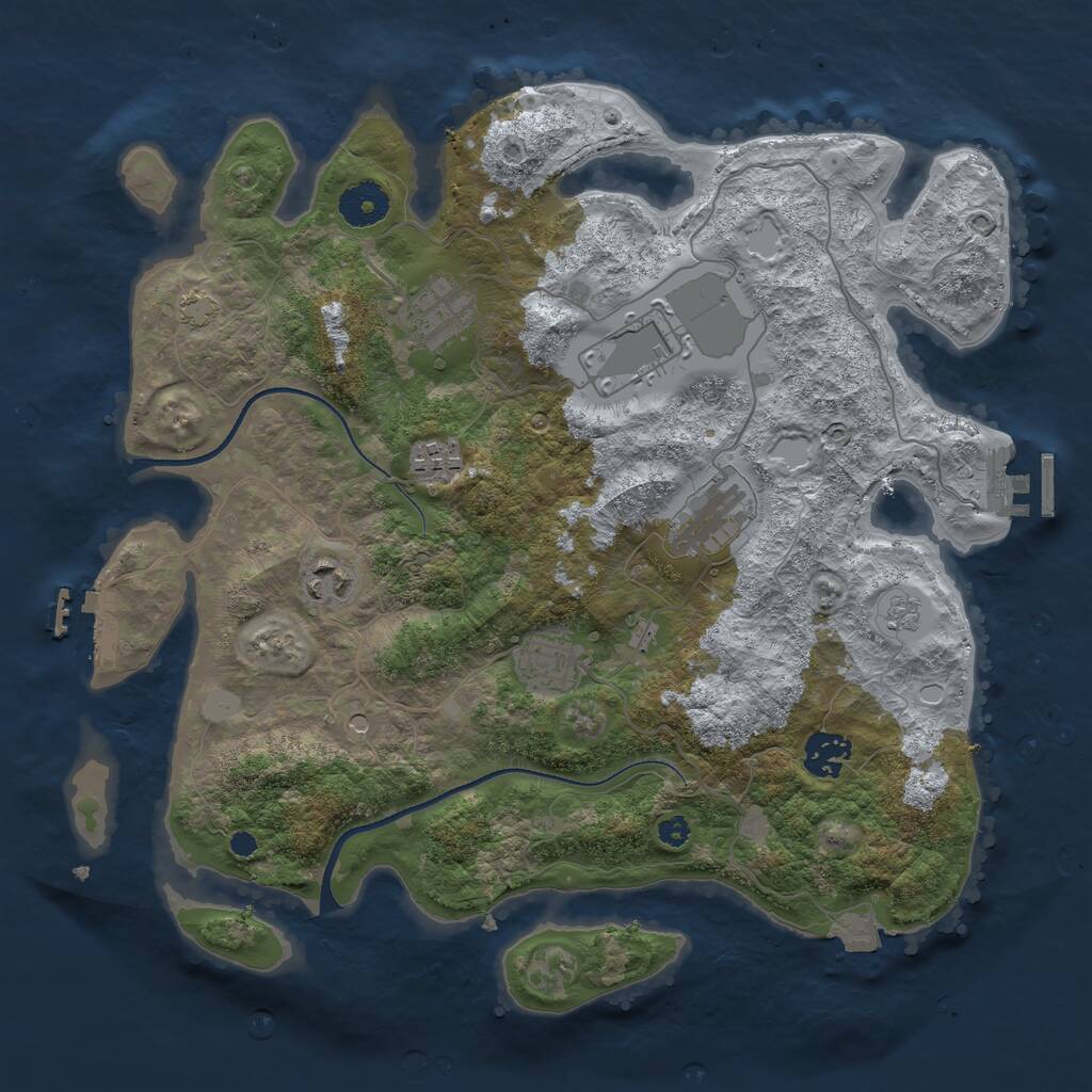 Rust Map: Procedural Map, Size: 3500, Seed: 92132388, 13 Monuments