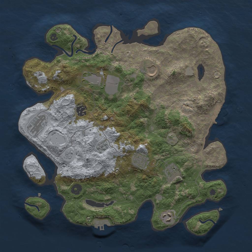 Rust Map: Procedural Map, Size: 3500, Seed: 1158103484, 17 Monuments