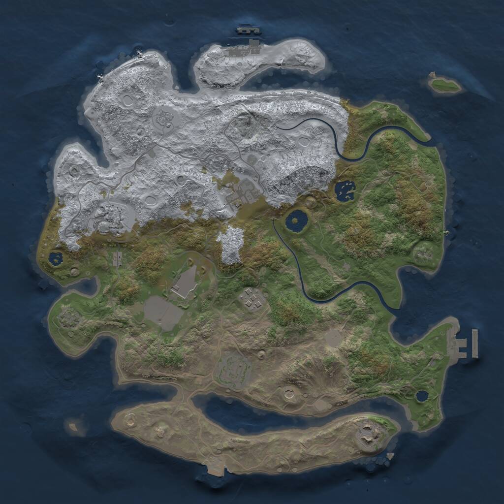 Rust Map: Procedural Map, Size: 3500, Seed: 4170862, 13 Monuments