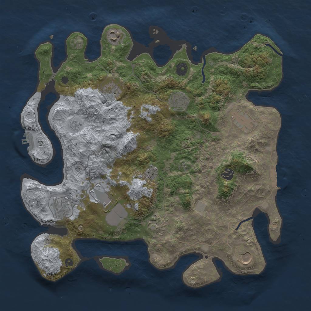 Rust Map: Procedural Map, Size: 3700, Seed: 8521968, 19 Monuments