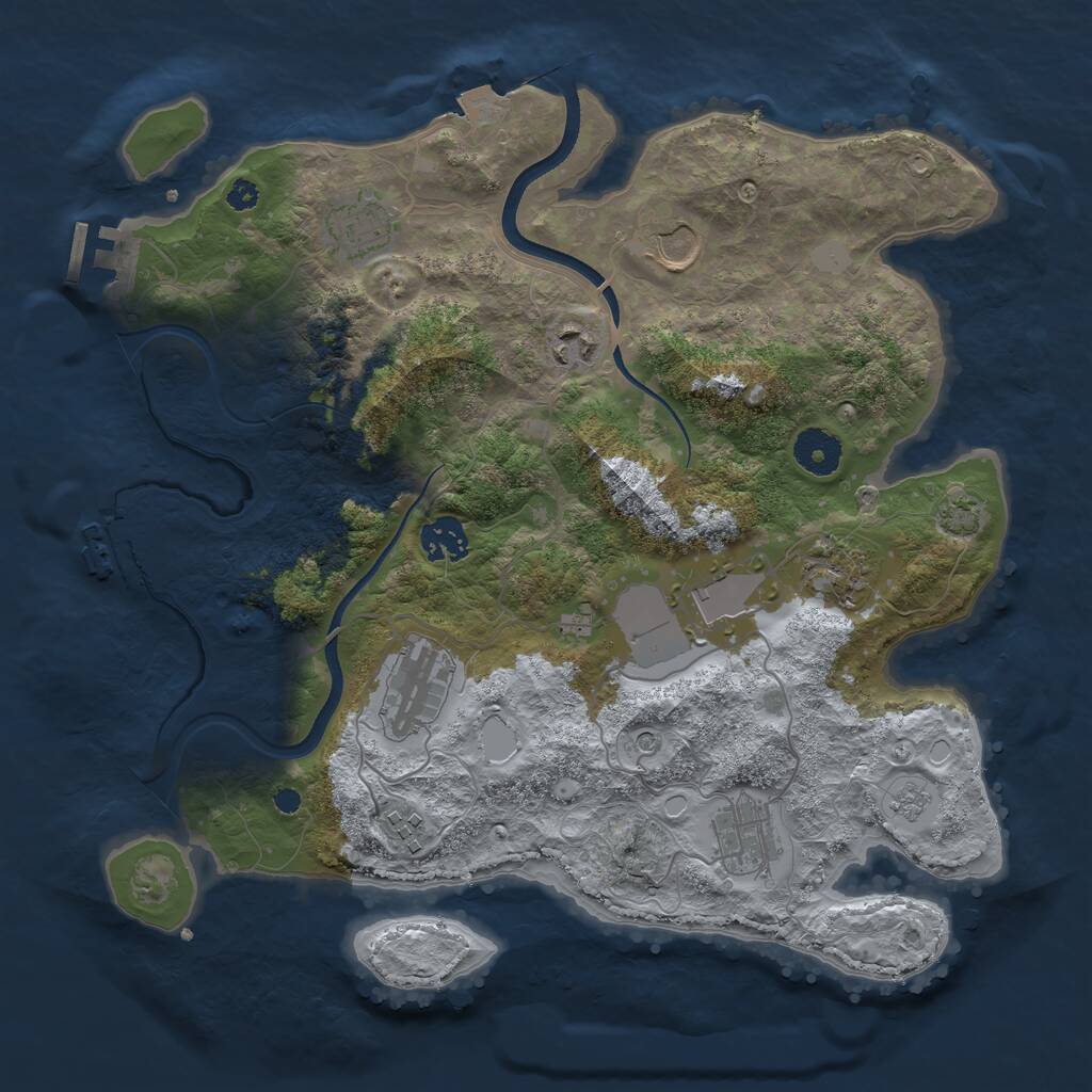 Rust Map: Procedural Map, Size: 3500, Seed: 909334246, 15 Monuments