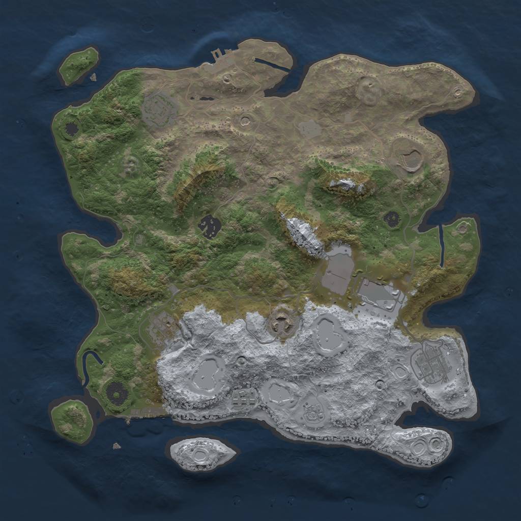 Rust Map: Procedural Map, Size: 3500, Seed: 909334246, 17 Monuments