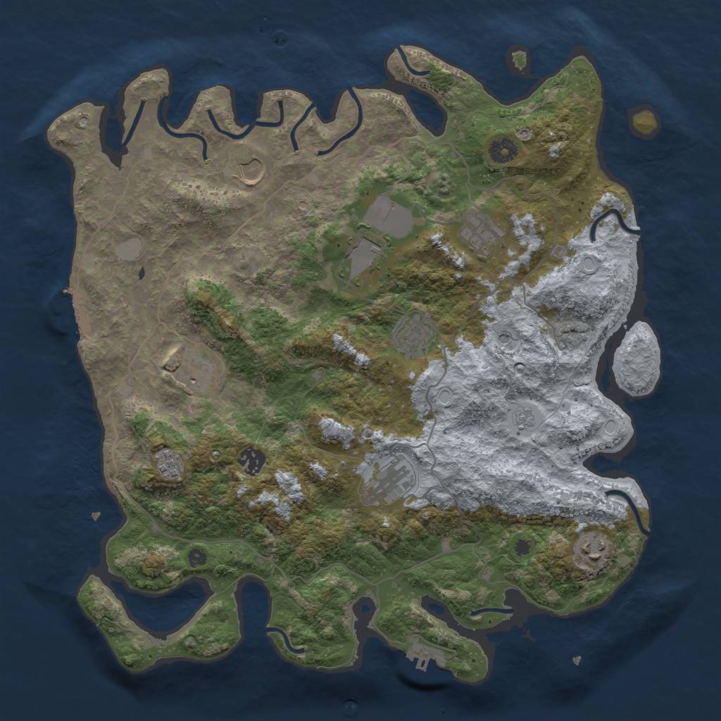 Rust Map: Procedural Map, Size: 4000, Seed: 87654323, 18 Monuments