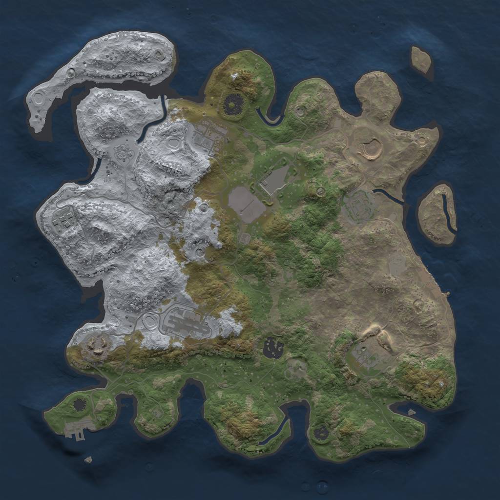 Rust Map: Procedural Map, Size: 3500, Seed: 4498417, 18 Monuments