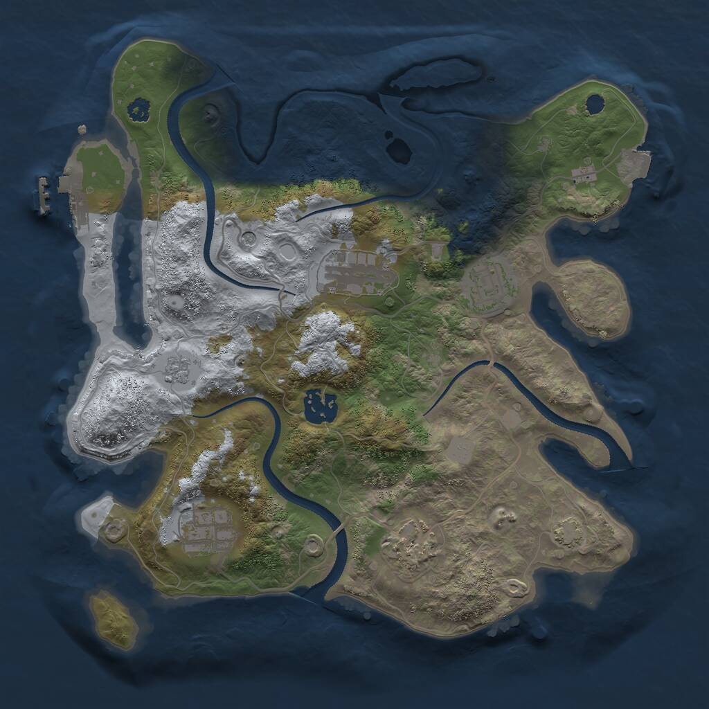 Rust Map: Procedural Map, Size: 3000, Seed: 2062478533, 10 Monuments