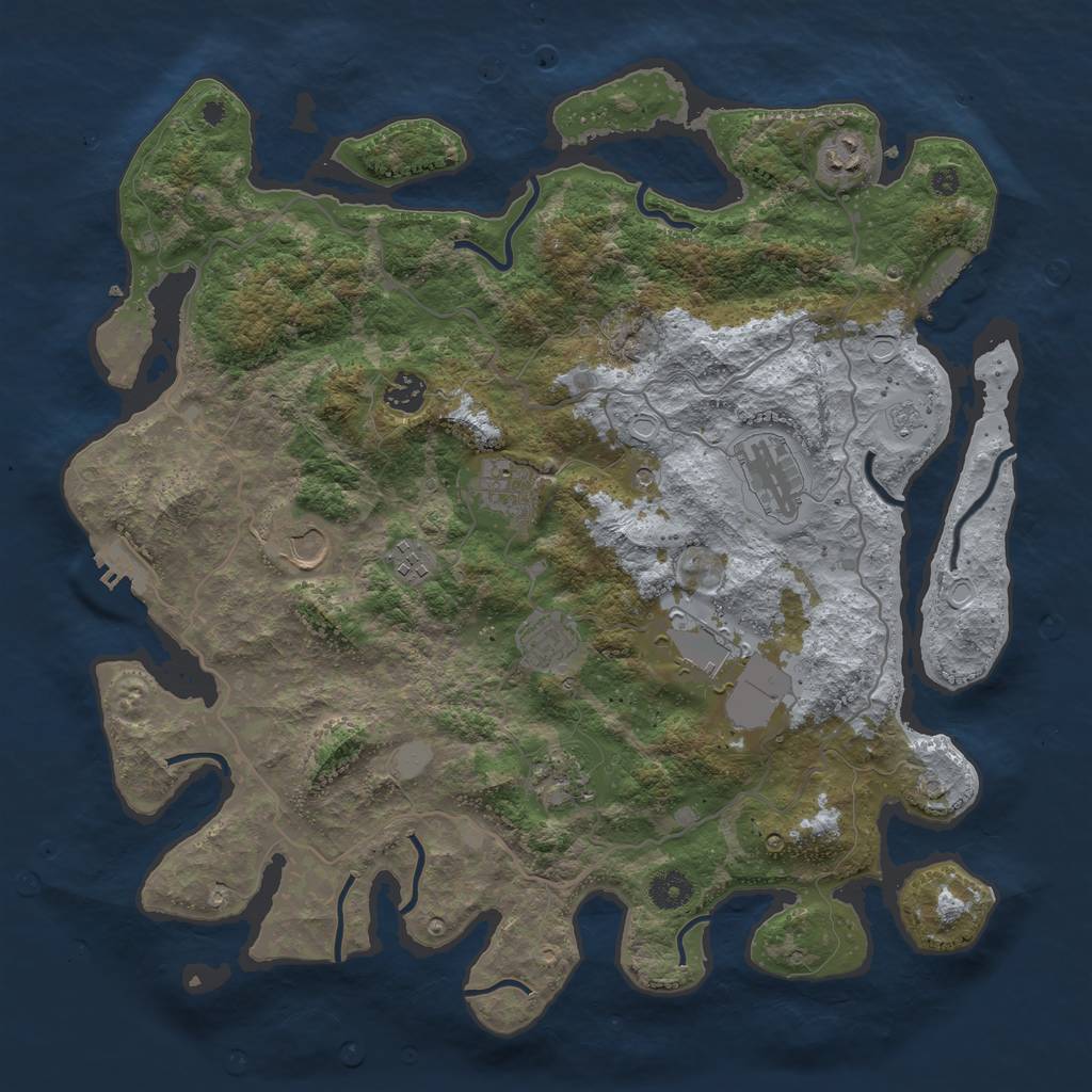 Rust Map: Procedural Map, Size: 4000, Seed: 650, 18 Monuments
