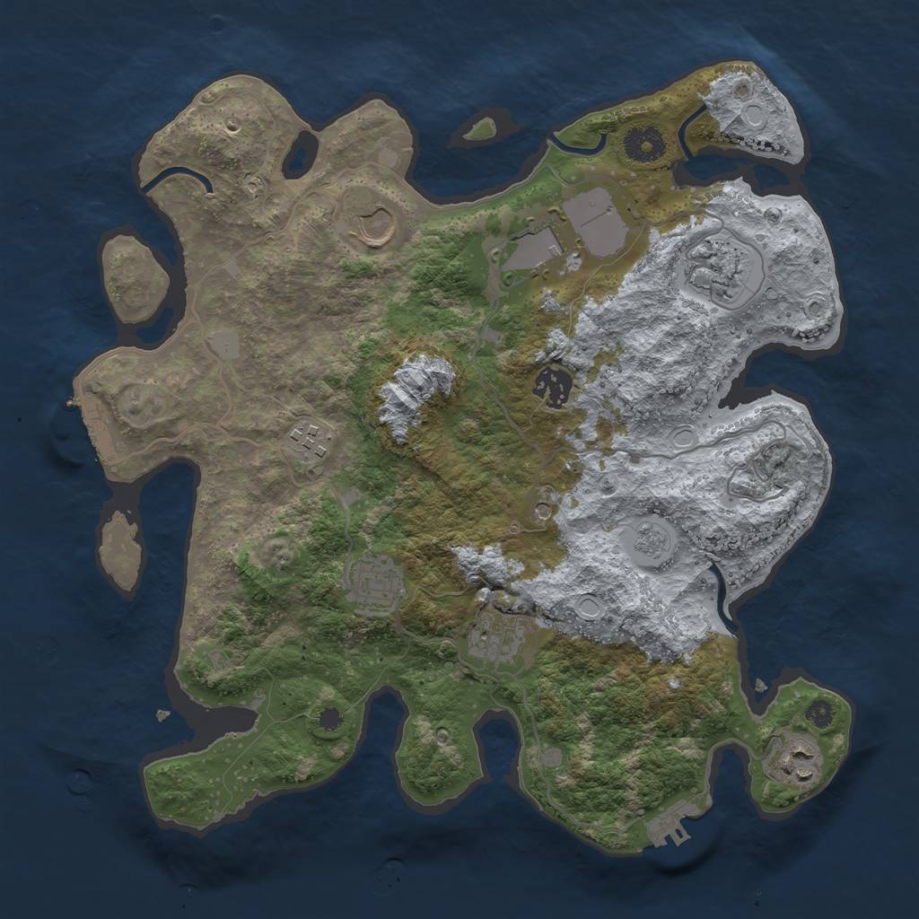 Rust Map: Procedural Map, Size: 3500, Seed: 1033005475, 17 Monuments
