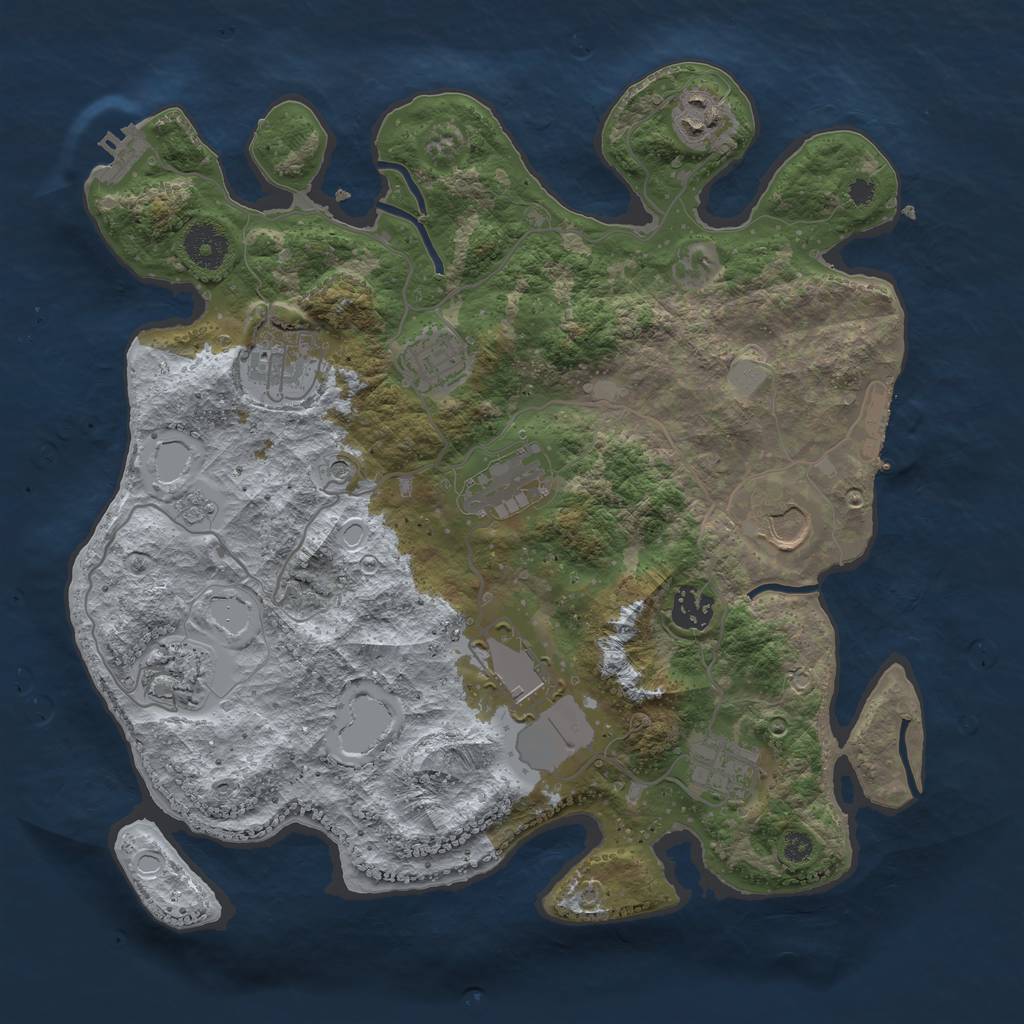 Rust Map: Procedural Map, Size: 3500, Seed: 1855402023, 18 Monuments