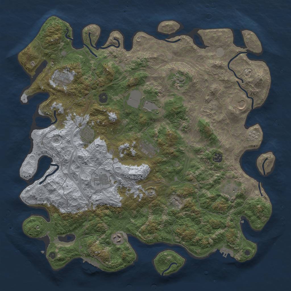 Rust Map: Procedural Map, Size: 4500, Seed: 4966, 20 Monuments