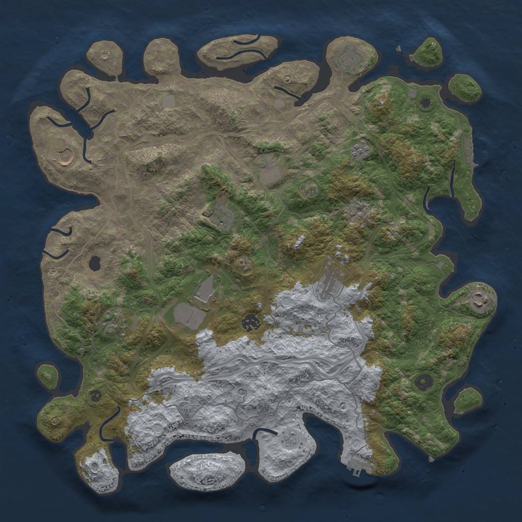 Rust Map: Procedural Map, Size: 4500, Seed: 641146176, 19 Monuments
