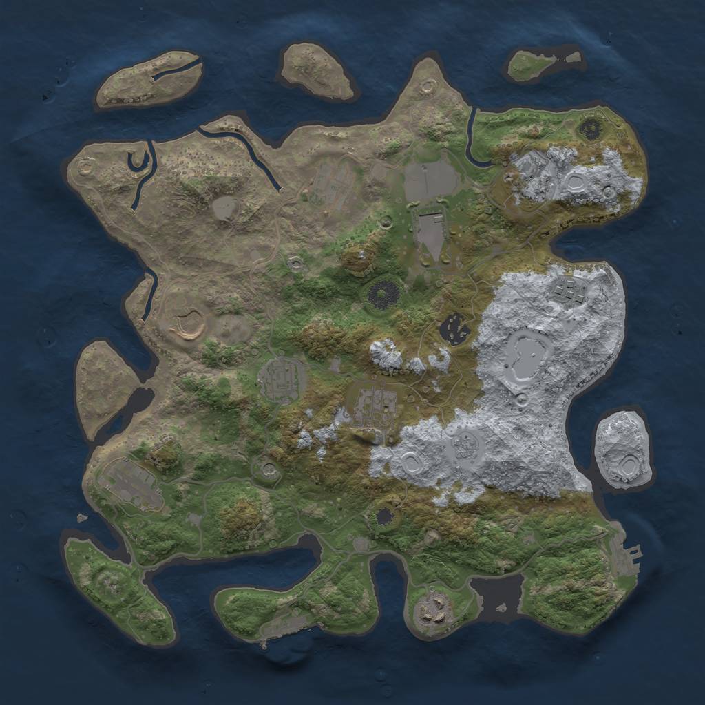 Rust Map: Procedural Map, Size: 3500, Seed: 762312056, 19 Monuments
