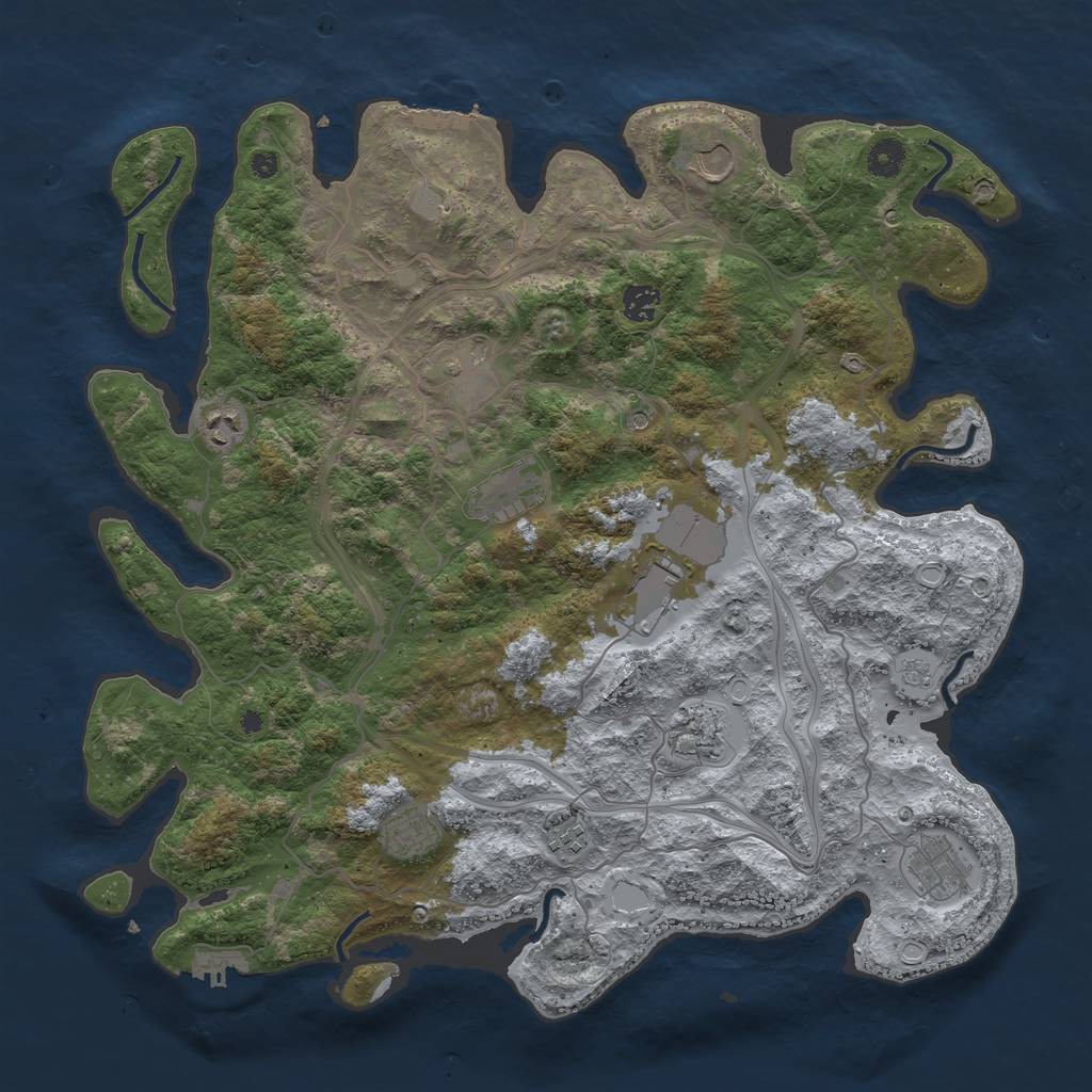Rust Map: Procedural Map, Size: 4250, Seed: 487142424, 19 Monuments