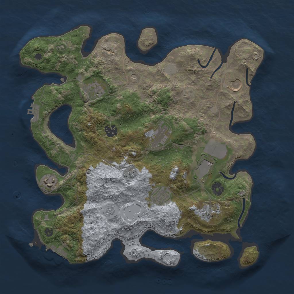 Rust Map: Procedural Map, Size: 3500, Seed: 855509369, 18 Monuments