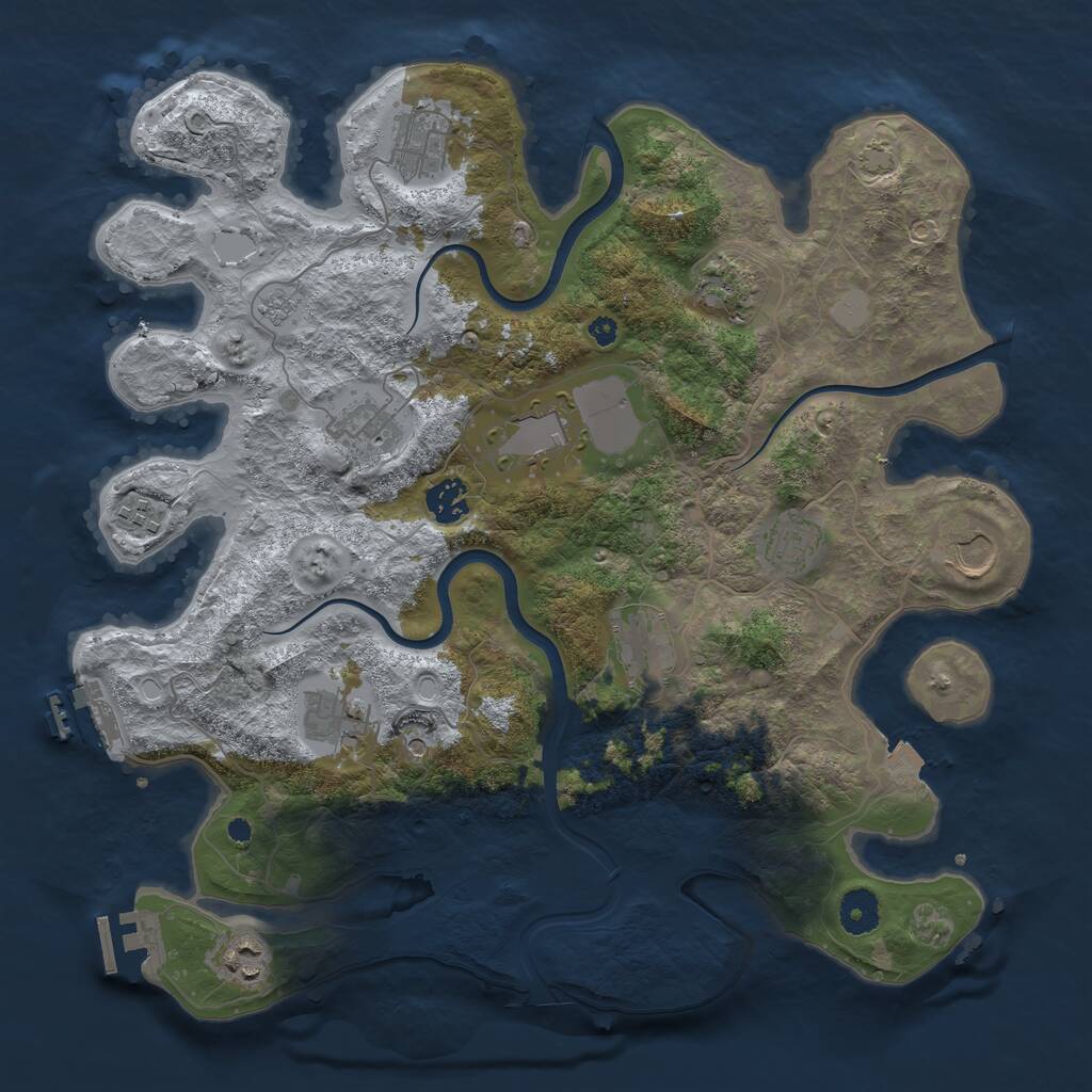 Rust Map: Procedural Map, Size: 3800, Seed: 335519088, 17 Monuments