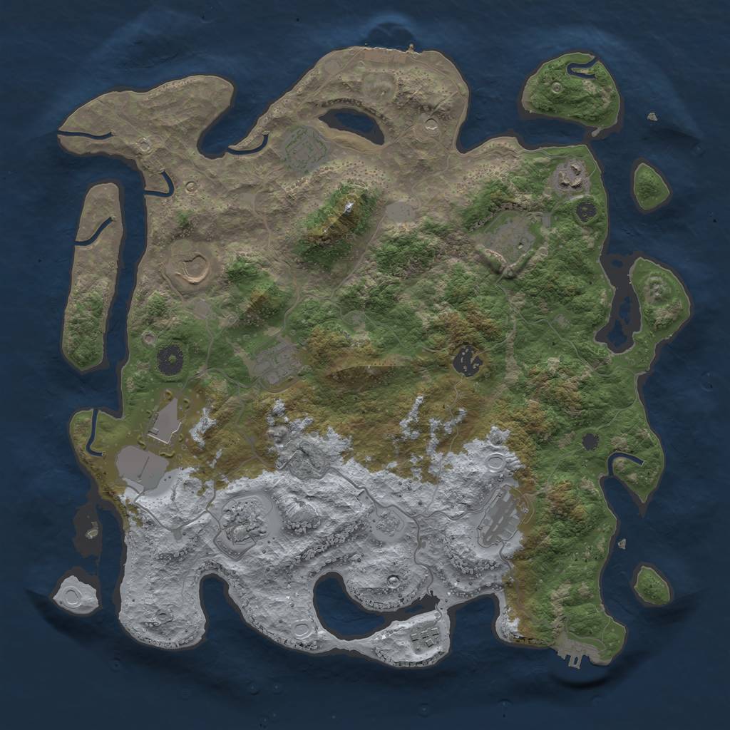 Rust Map: Procedural Map, Size: 3850, Seed: 58435304, 19 Monuments