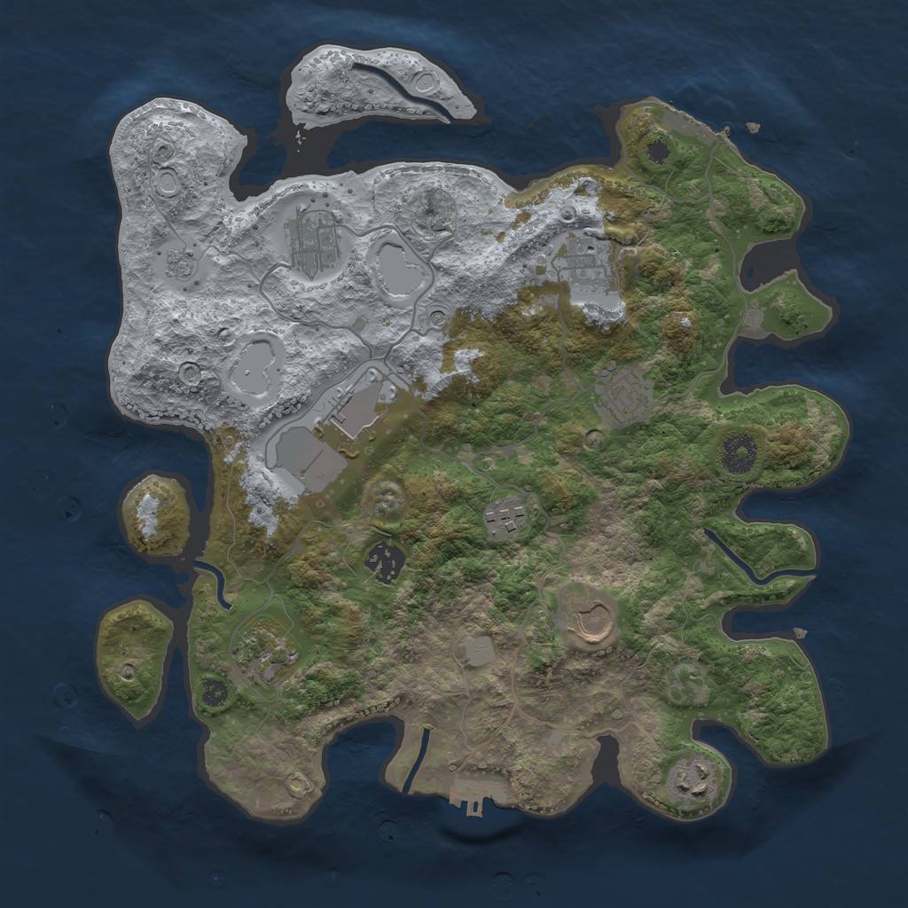Rust Map: Procedural Map, Size: 3500, Seed: 12968400, 18 Monuments