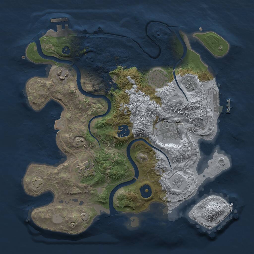 Rust Map: Procedural Map, Size: 3000, Seed: 789777, 12 Monuments