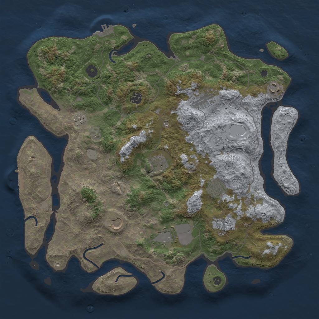 Rust Map: Procedural Map, Size: 4000, Seed: 8760332, 18 Monuments