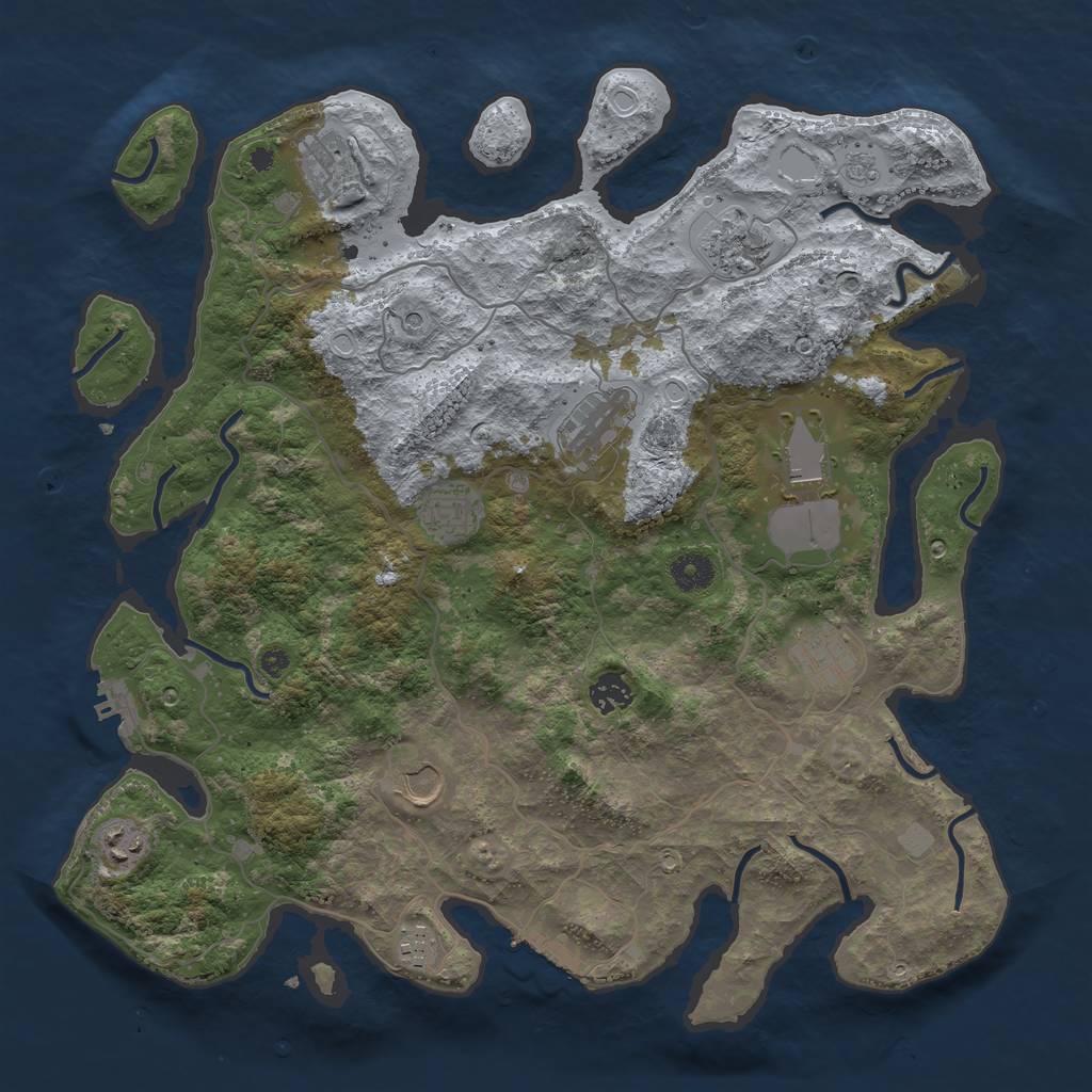 Rust Map: Procedural Map, Size: 4000, Seed: 257808199, 19 Monuments