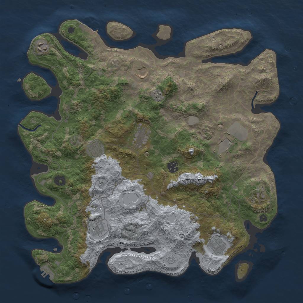 Rust Map: Procedural Map, Size: 4000, Seed: 650514178, 19 Monuments