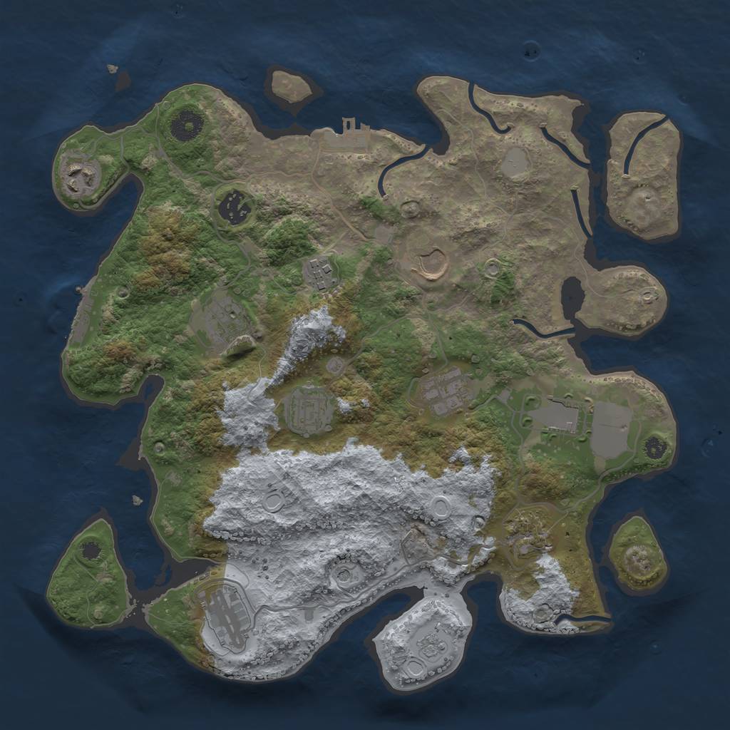 Rust Map: Procedural Map, Size: 3500, Seed: 331912826, 19 Monuments