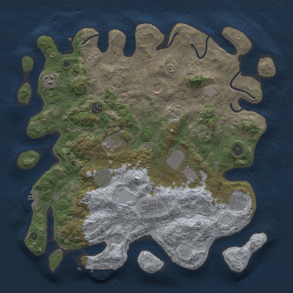 Rust Map: Procedural Map, Size: 4000, Seed: 150850480, 19 Monuments