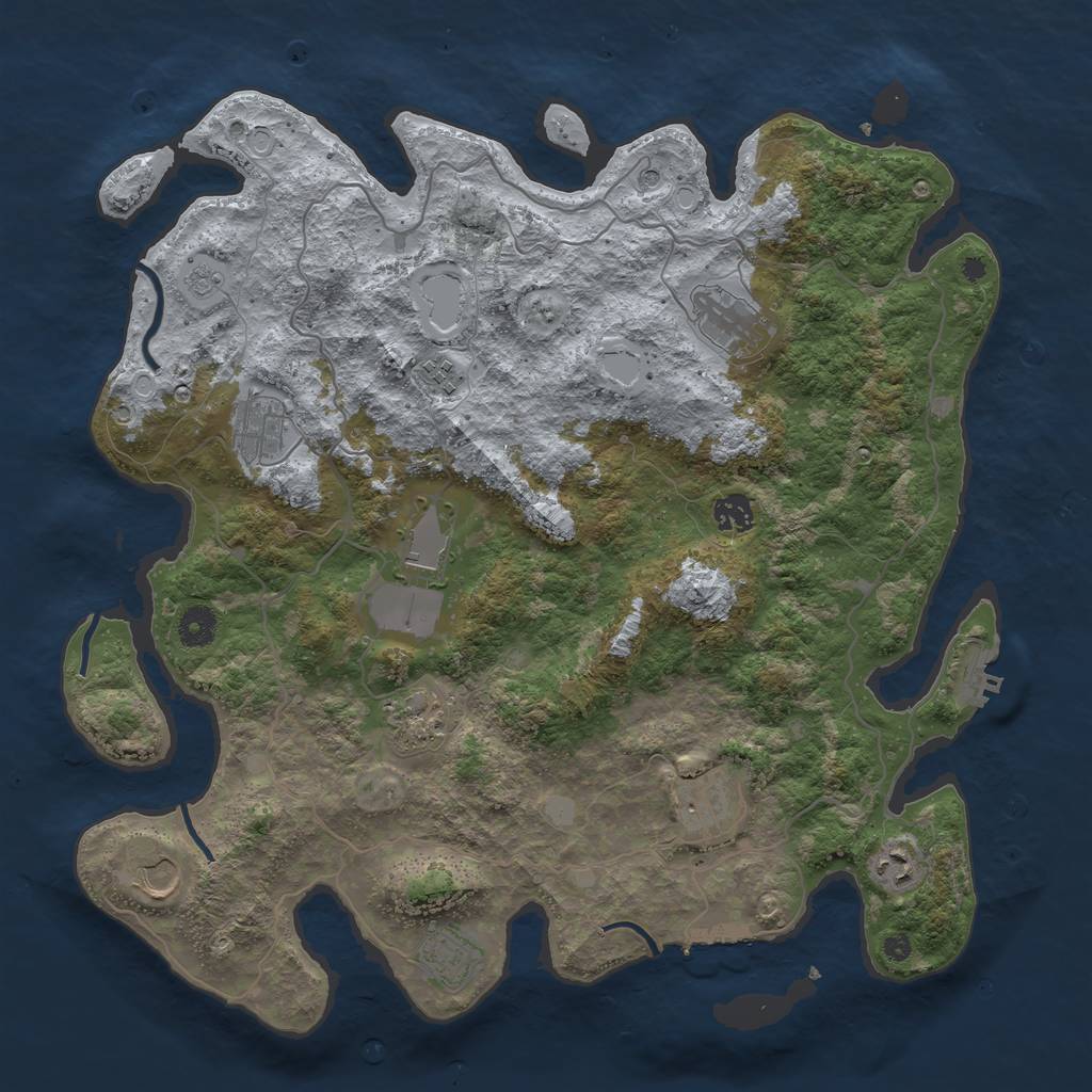 Rust Map: Procedural Map, Size: 4096, Seed: 1031984479, 19 Monuments
