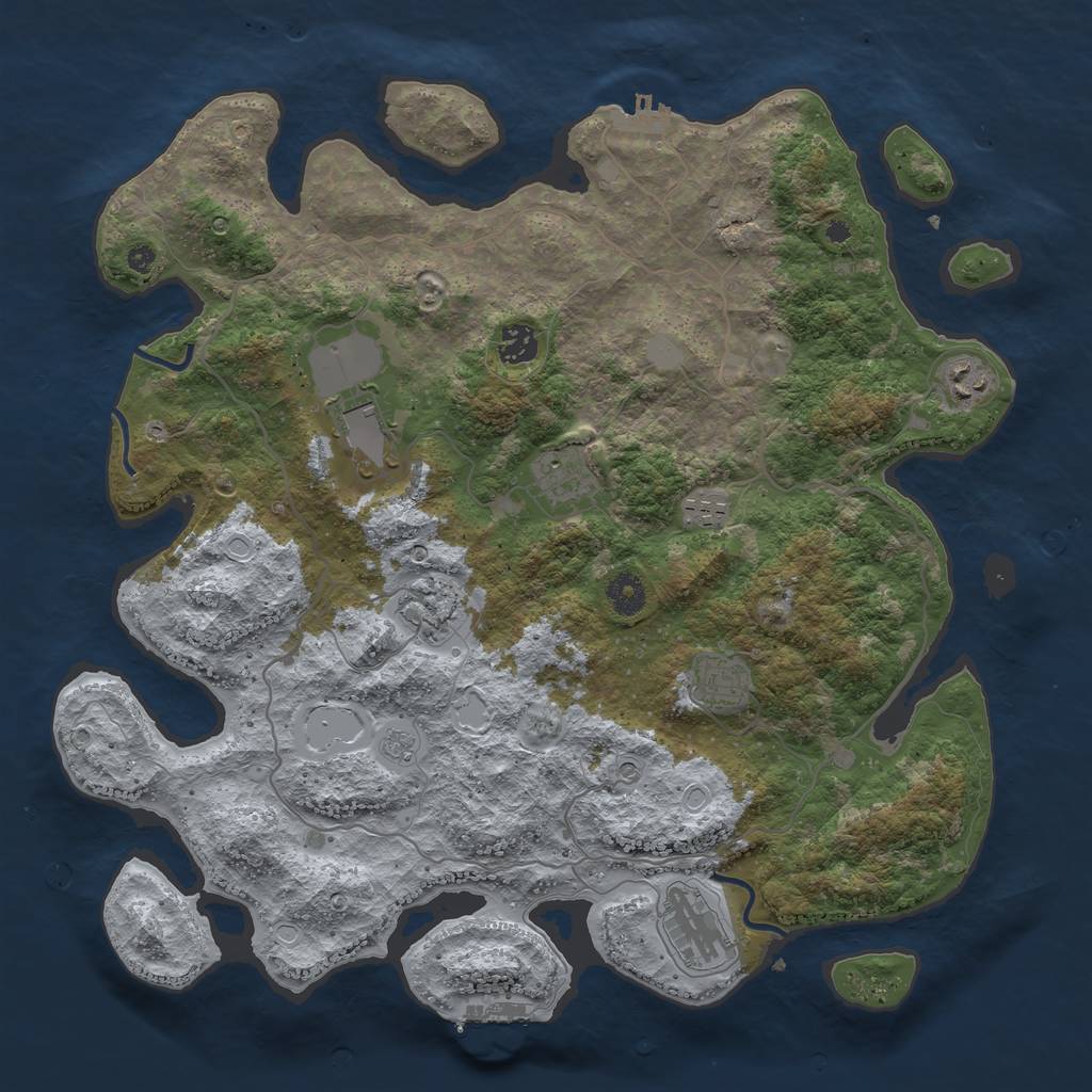Rust Map: Procedural Map, Size: 4000, Seed: 108118, 17 Monuments