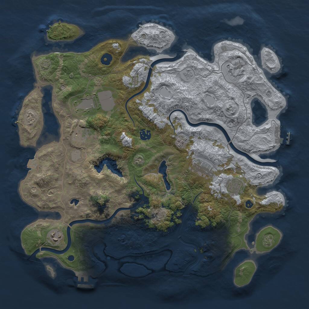 Rust Map: Procedural Map, Size: 4006, Seed: 1234567890, 14 Monuments
