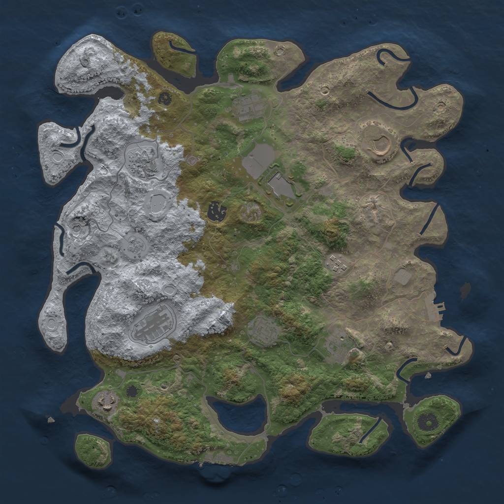 Rust Map: Procedural Map, Size: 3850, Seed: 55853134, 19 Monuments