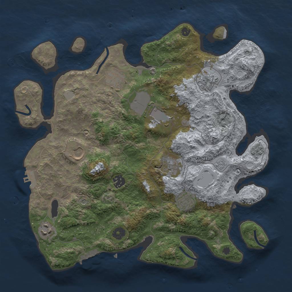 Rust Map: Procedural Map, Size: 3500, Seed: 2079488702, 18 Monuments