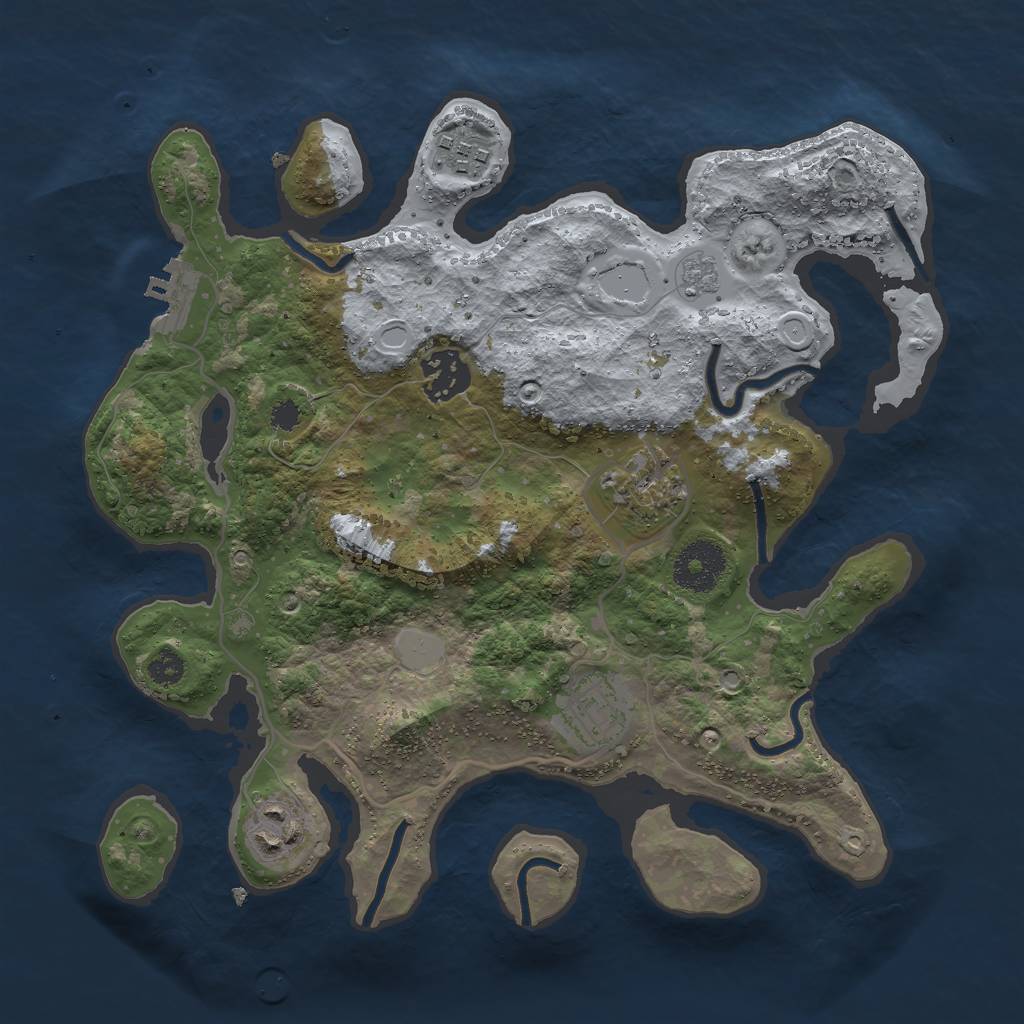 Rust Map: Procedural Map, Size: 3000, Seed: 464900370, 12 Monuments