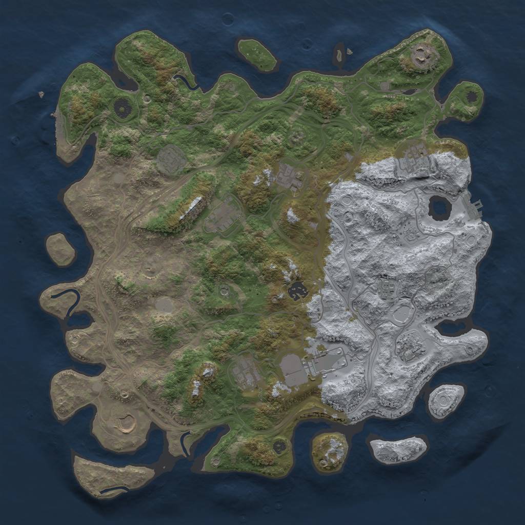 Rust Map: Procedural Map, Size: 4250, Seed: 888381571, 20 Monuments