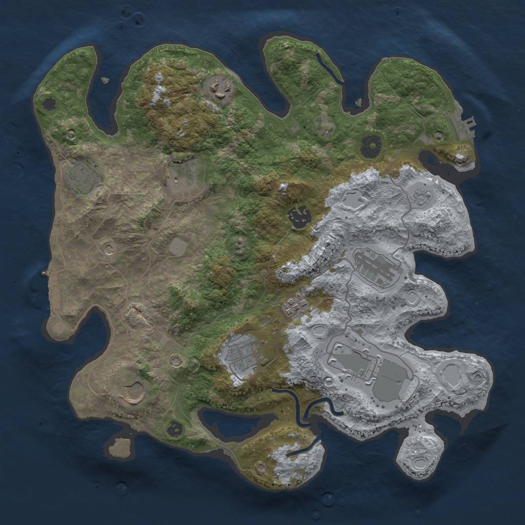 Rust Map: Procedural Map, Size: 3500, Seed: 1881495790, 18 Monuments