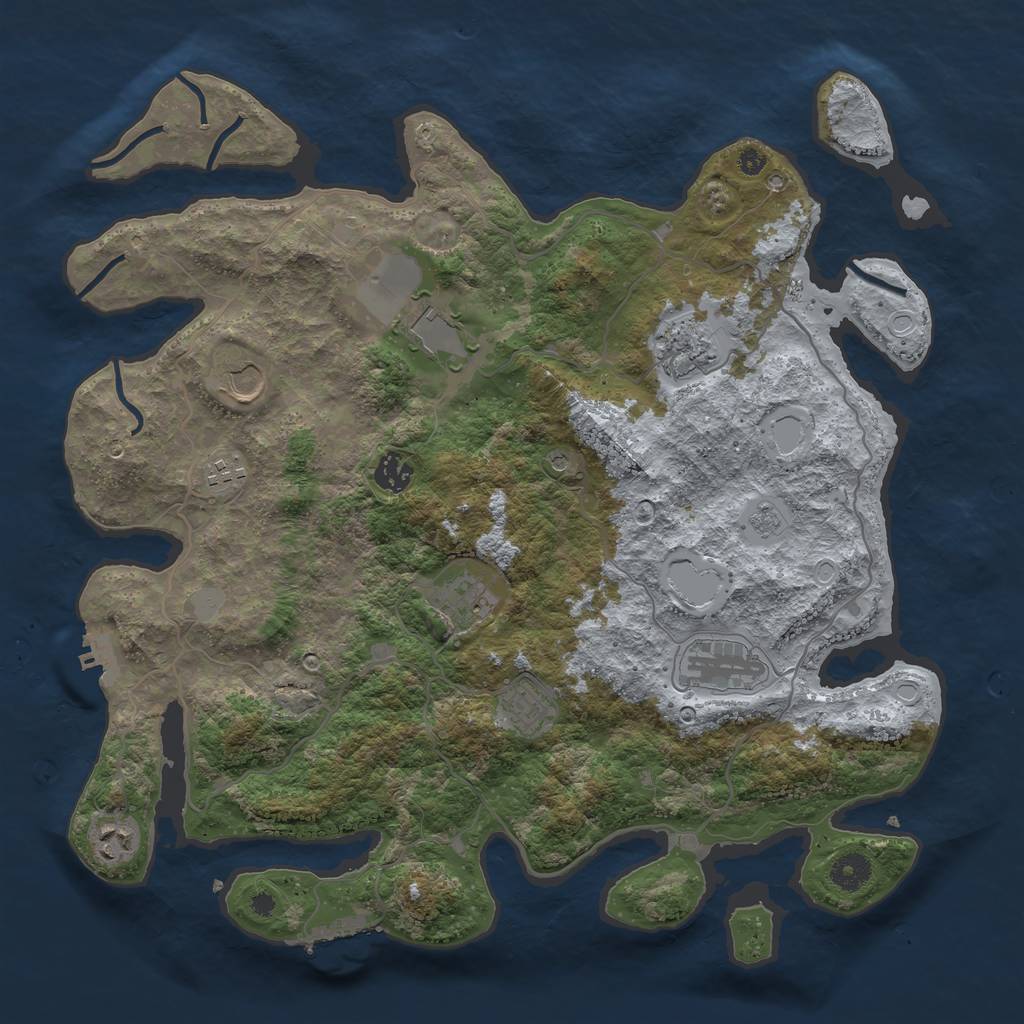Rust Map: Procedural Map, Size: 4000, Seed: 105774, 18 Monuments