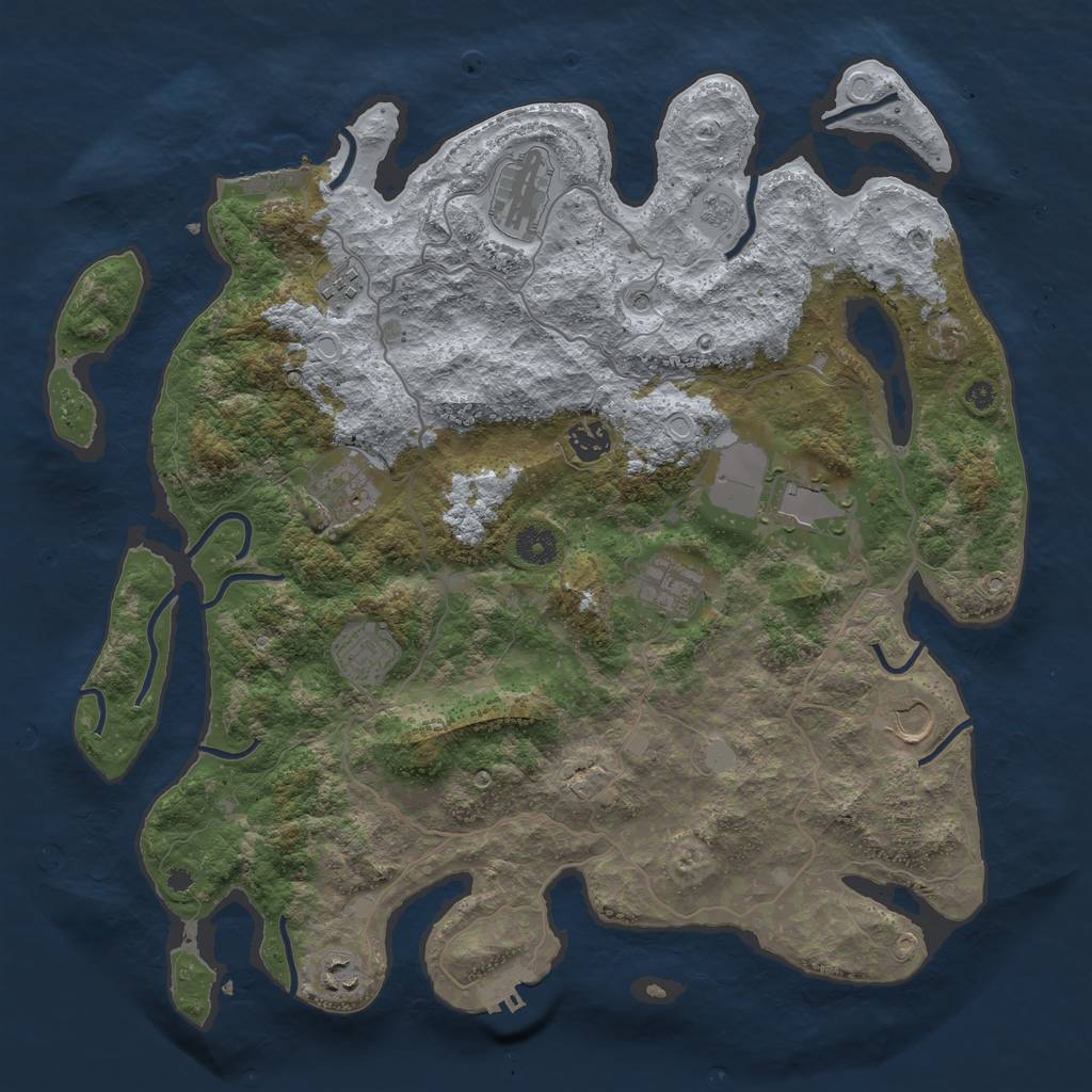 Rust Map: Procedural Map, Size: 4000, Seed: 106049, 18 Monuments