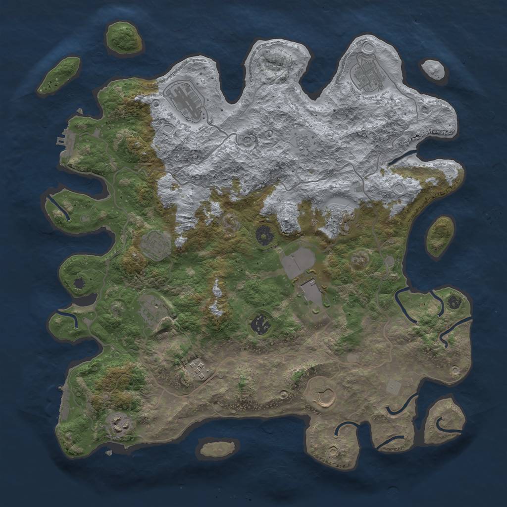 Rust Map: Procedural Map, Size: 4000, Seed: 131234, 19 Monuments