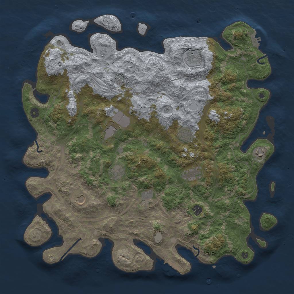 Rust Map: Procedural Map, Size: 4500, Seed: 1723948047, 19 Monuments