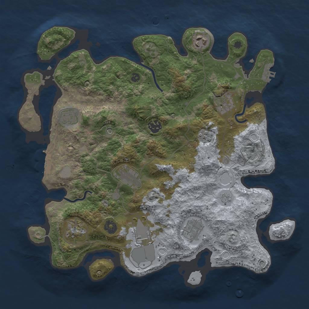 Rust Map: Procedural Map, Size: 3500, Seed: 28450145, 18 Monuments