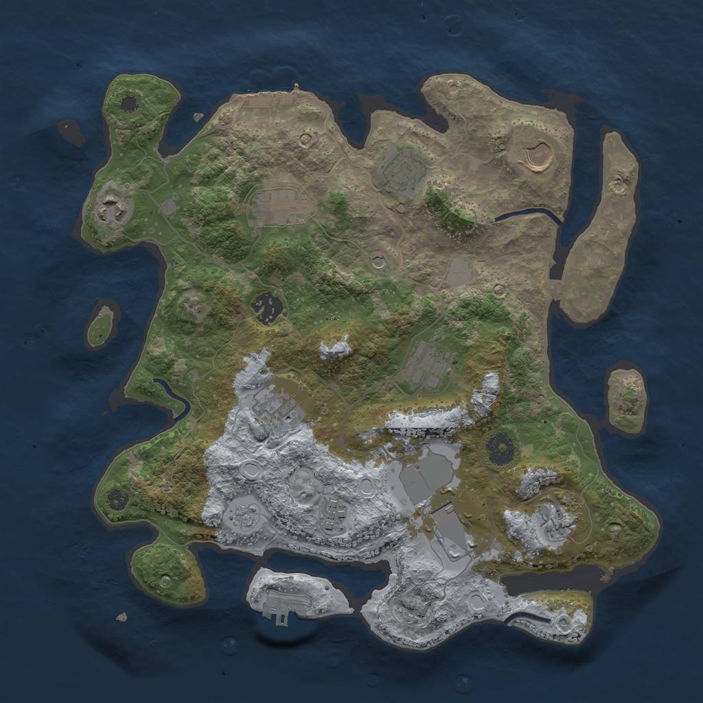 Rust Map: Procedural Map, Size: 3500, Seed: 444350279, 19 Monuments
