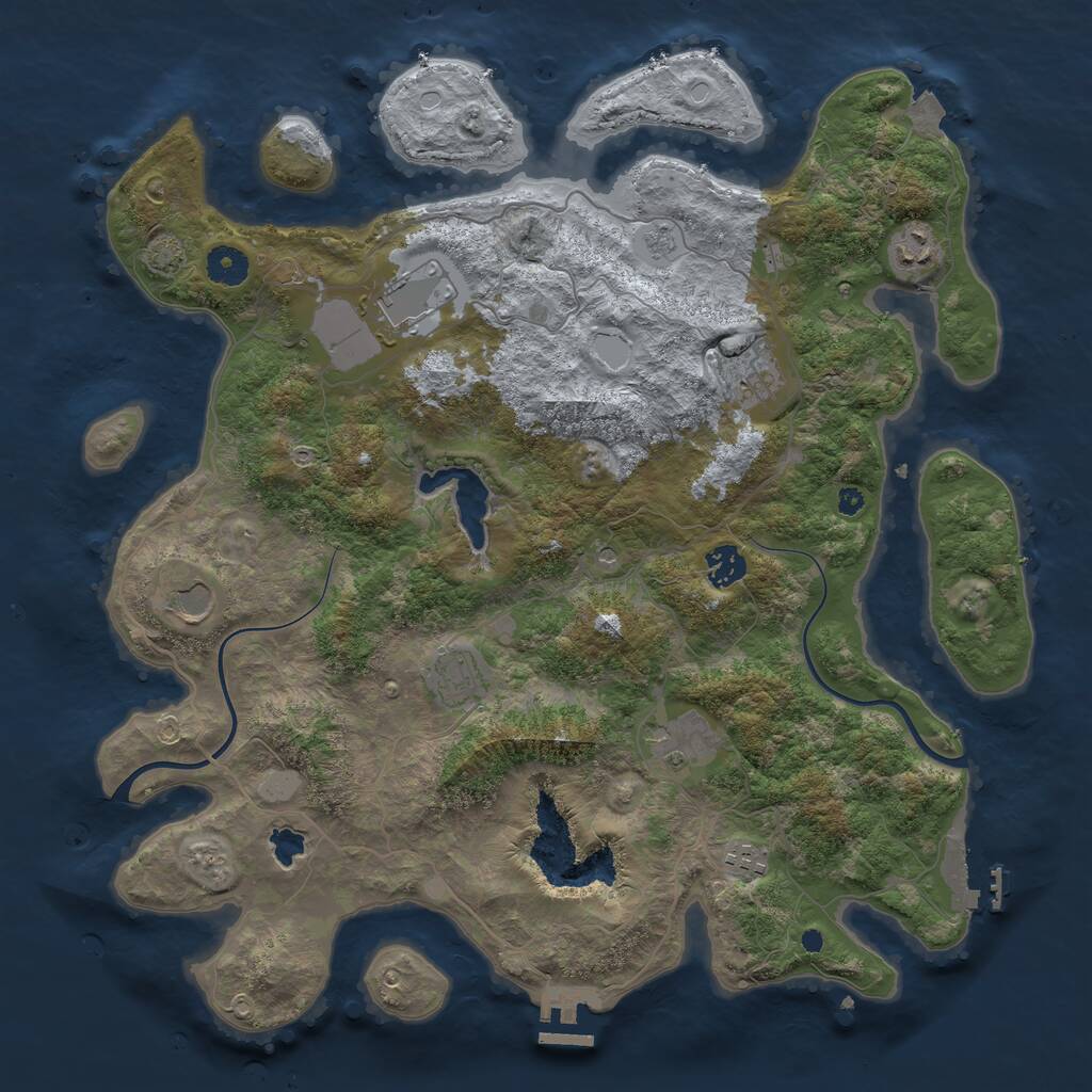 Rust Map: Procedural Map, Size: 4000, Seed: 1123145494, 14 Monuments