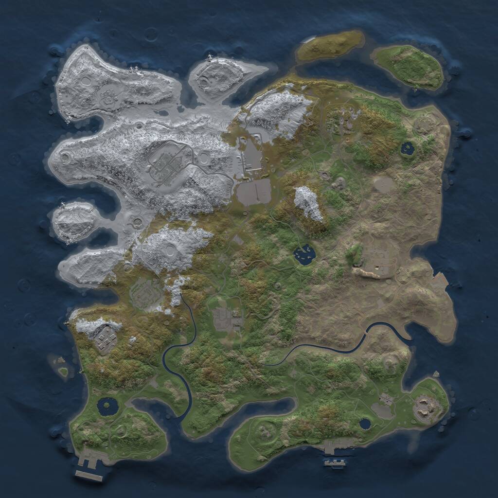 Rust Map: Procedural Map, Size: 3700, Seed: 1409958974, 15 Monuments
